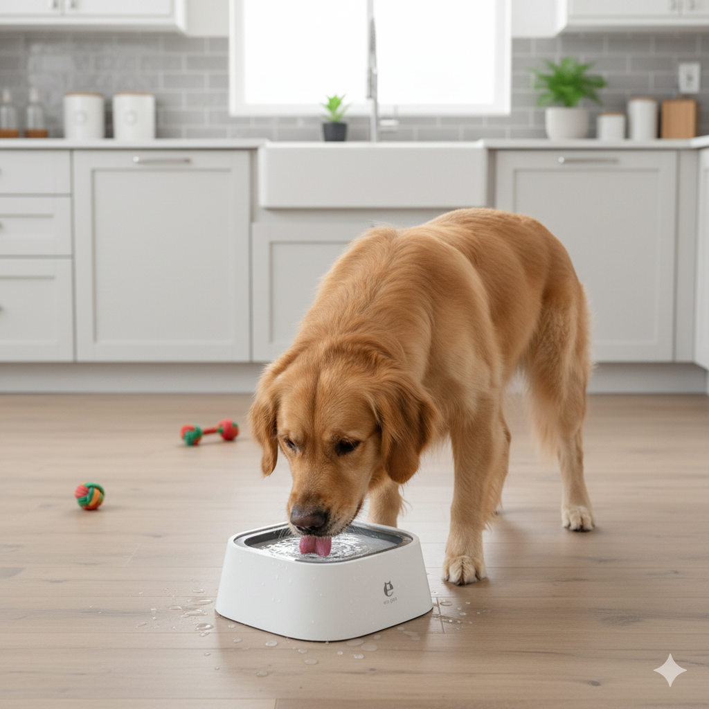 Smart Anti-Spill Floating Dog Water Bowl